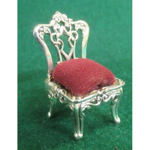 317 - SILVER CHAIR PIN CUSHION