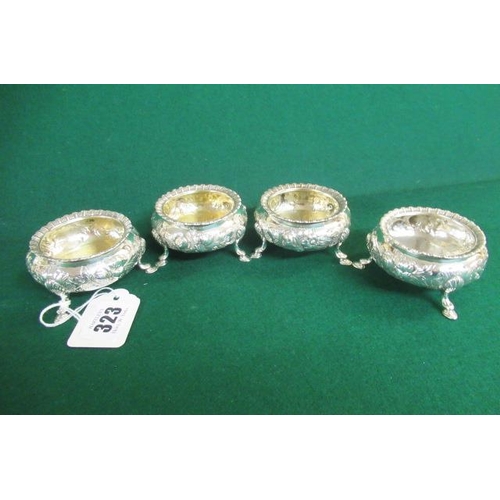 323 - SET OF FOUR VICTORIAN SILVER CAULDRON SALTS