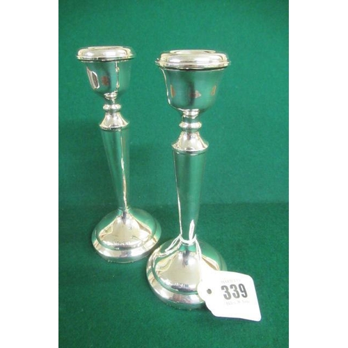 339 - PAIR OF SILVER CANDLESTICKS