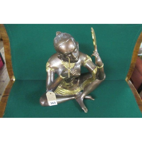 363 - METAL SEATED CHINESE FIGURE