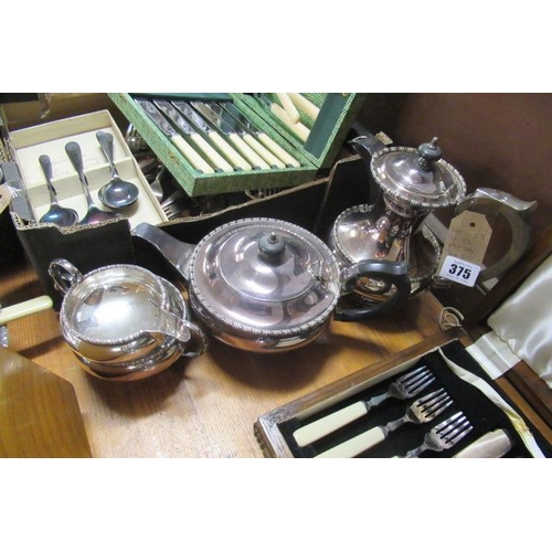 375 - FOUR PIECE PLATED TEASET