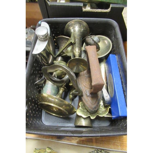 377 - BOX OF BRASS ETC