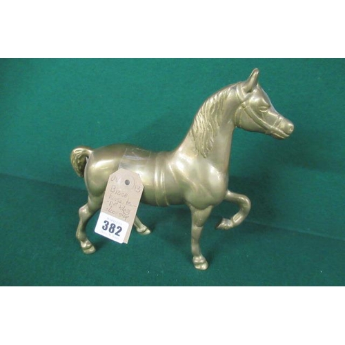 382 - BRASS HORSE  TEAPOT  AND BRASS DOORSTOP