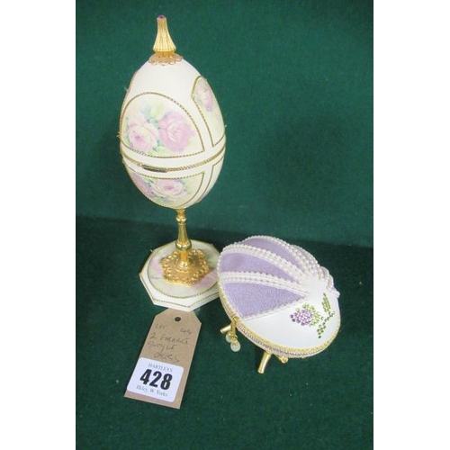 428 - TWO FABERGE STYLE EGGS