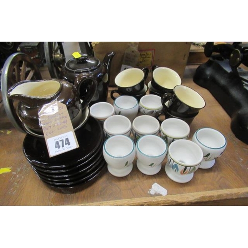 474 - WEST GERMAN COFFEE SET AND DENBY EGG CUPS