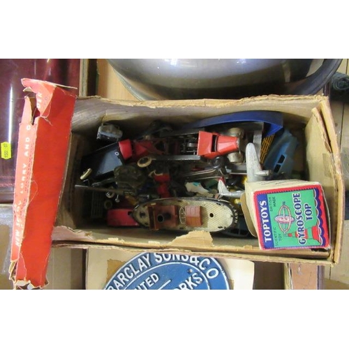 511 - BOX OF DINKY CARS AND OTHER VINTAGE TOYS