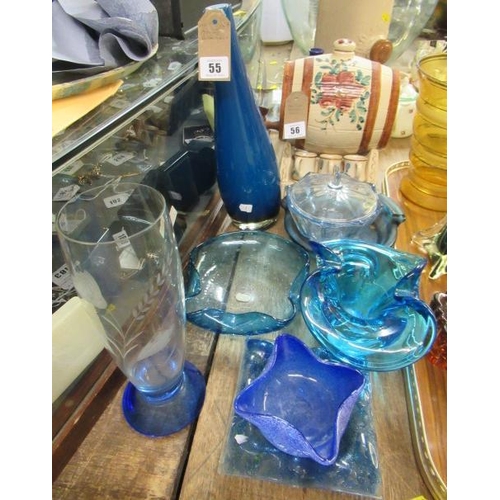 55 - QUANTITY OF BLUE GLASS