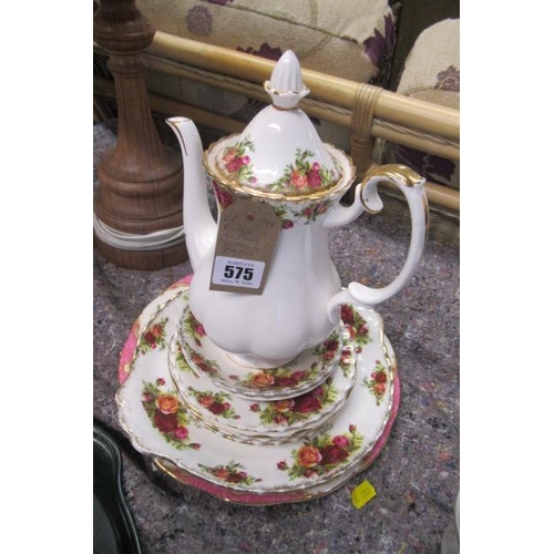 575 - ROYAL ALBERT TEAPOT AND PLATE