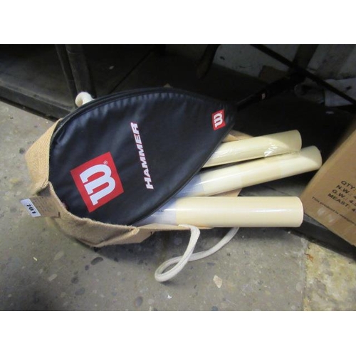 701 - BAG OF MISCELLANEOUS INCLUDING HAMMER PRO TENNIS RACKET