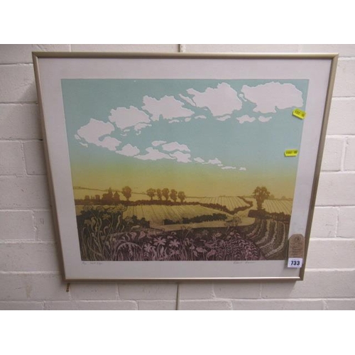 733 - SIGNED LIMITED EDITION ETCHING FIELD EDGE BY ROBERT BARNES