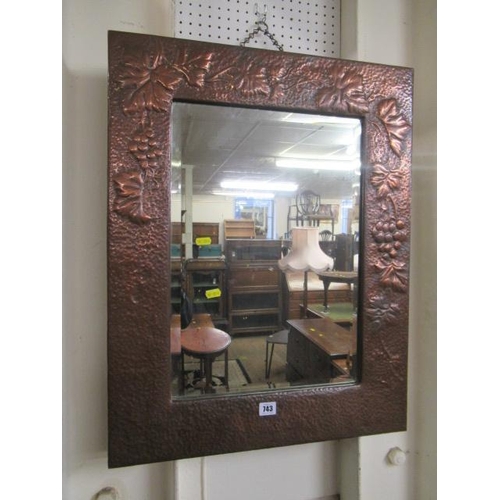 743 - ARTS AND CRAFTS COPPER FRAMED MIRROR