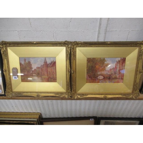 776 - PAIR OF WELL FRAMED CONTINENTAL WATERCOLOUR SCENES SIGNED JW MILLIKEN