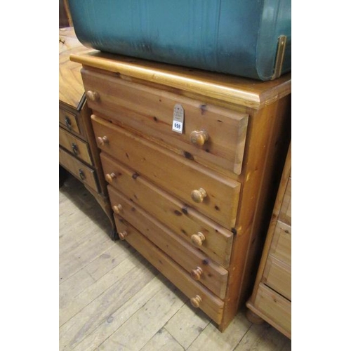 996 - SMALL PINE CHEST OF DRAWERS