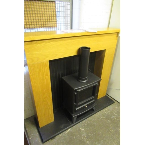 998 - OAK FIRE SURROUND WITH ELECTRIC FIRE