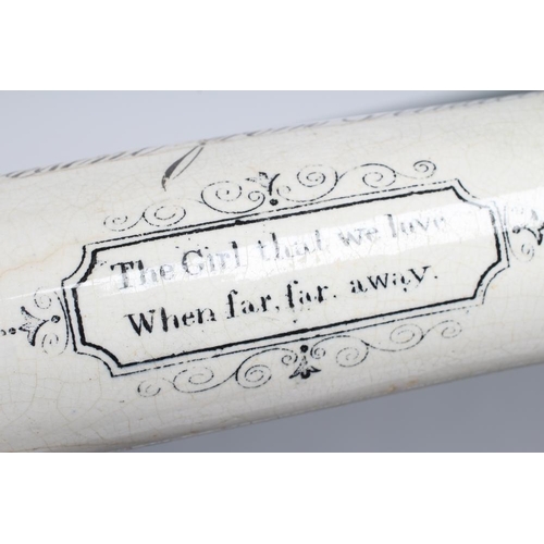 31 - A NORTH EAST POTTERY ROLLING PIN, Middlesbrough c.1830, inscribed 