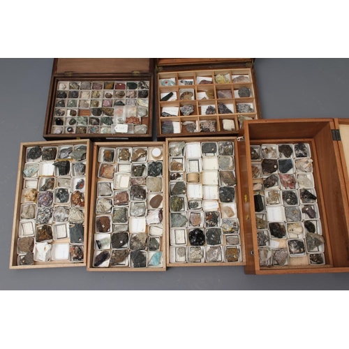 369 - A LARGE COLLECTION OF GEOLOGICAL AND GEMOLOGICAL SPECIMENS comprising three boxes, one with four inn... 