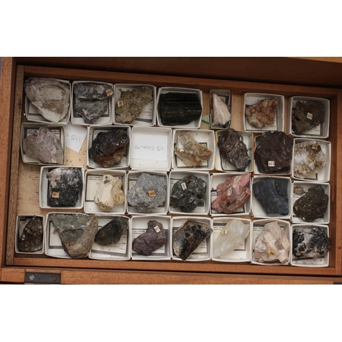 369 - A LARGE COLLECTION OF GEOLOGICAL AND GEMOLOGICAL SPECIMENS comprising three boxes, one with four inn... 