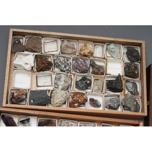 369 - A LARGE COLLECTION OF GEOLOGICAL AND GEMOLOGICAL SPECIMENS comprising three boxes, one with four inn... 