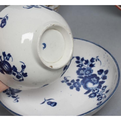 41 - A COLLECTION OF ENGLISH PORCELAIN, 18th century, including a Worcester Mansfield pattern small sauce... 