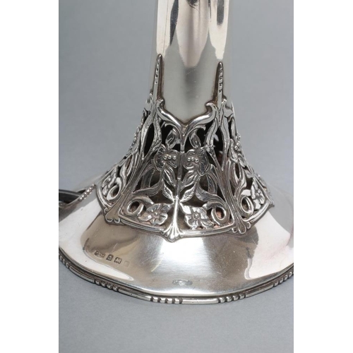 131 - A SILVER ELECTRIC TABLE LAMP BASE, maker Mappin & Webb, Birmingham 1930, of inverted trumpet form wi... 