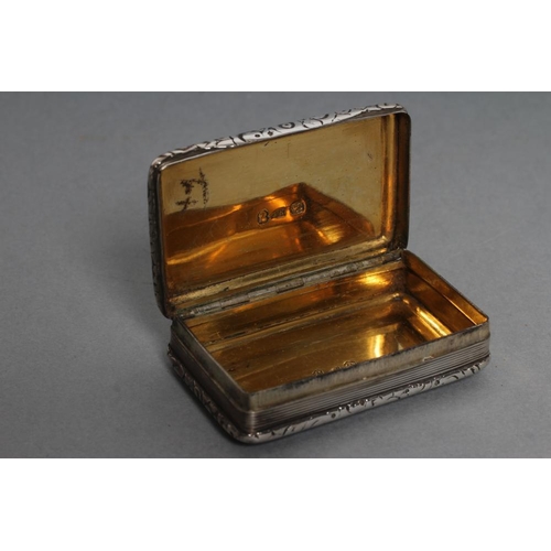 146 - A GEORGE III SILVER SNUFF BOX, maker Thomas Shaw, Birmingham 1822, of plain rounded oblong form, wit... 