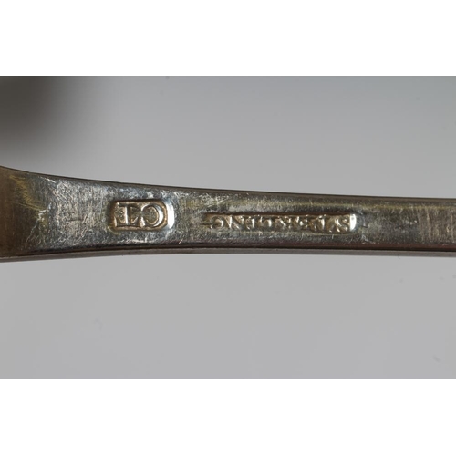 150 - A PAIR OF GEORGIAN IRISH SILVER TABLESPOONS, maker probably Carden Terry, c. 1790, stamped Sterling,... 