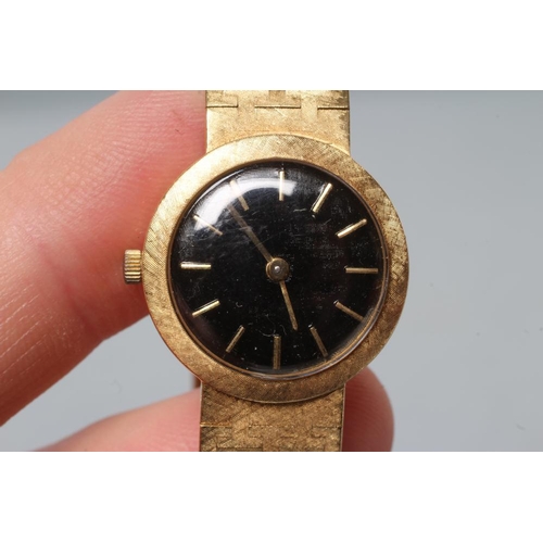 179 - A LADY'S 18CT GOLD CHOPARD WRISTWATCH, the matt black 