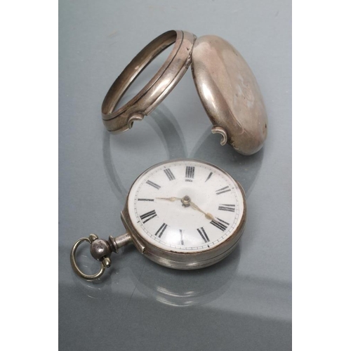 184 - A VICTORIAN SILVER PAIR CASED POCKET WATCH, the white dial with black Roman numerals, the verge move... 