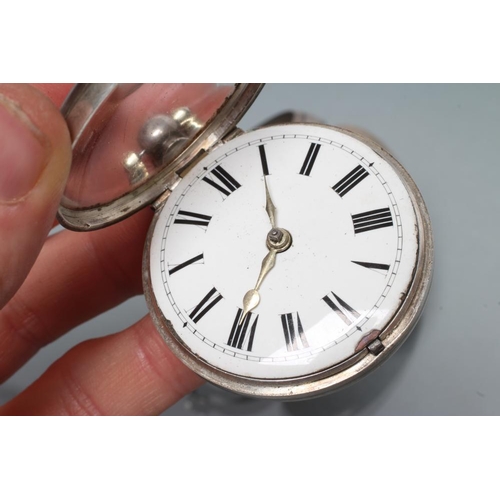 184 - A VICTORIAN SILVER PAIR CASED POCKET WATCH, the white dial with black Roman numerals, the verge move... 