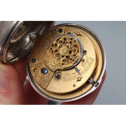 184 - A VICTORIAN SILVER PAIR CASED POCKET WATCH, the white dial with black Roman numerals, the verge move... 