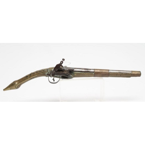 296 - A TURKISH FLINTLOCK PISTOL, 19th century, with 10 1/2