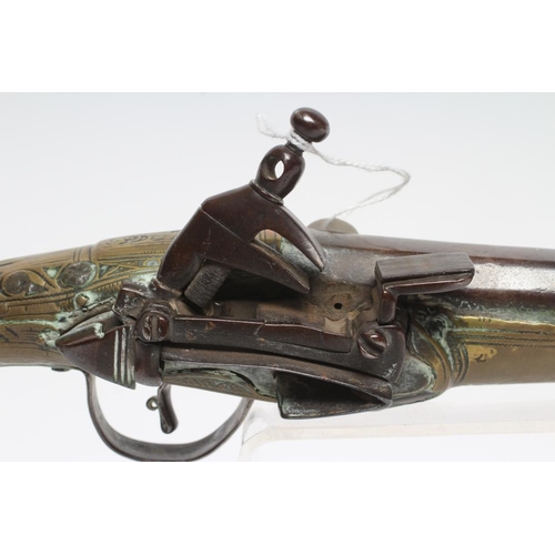 296 - A TURKISH FLINTLOCK PISTOL, 19th century, with 10 1/2
