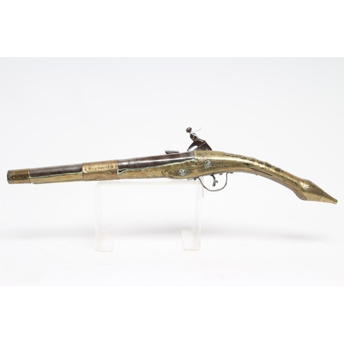 296 - A TURKISH FLINTLOCK PISTOL, 19th century, with 10 1/2