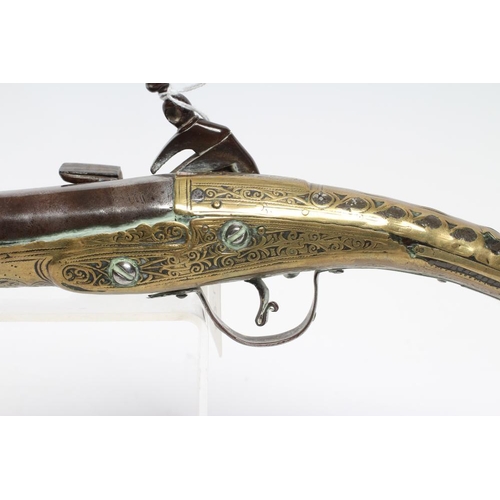 296 - A TURKISH FLINTLOCK PISTOL, 19th century, with 10 1/2