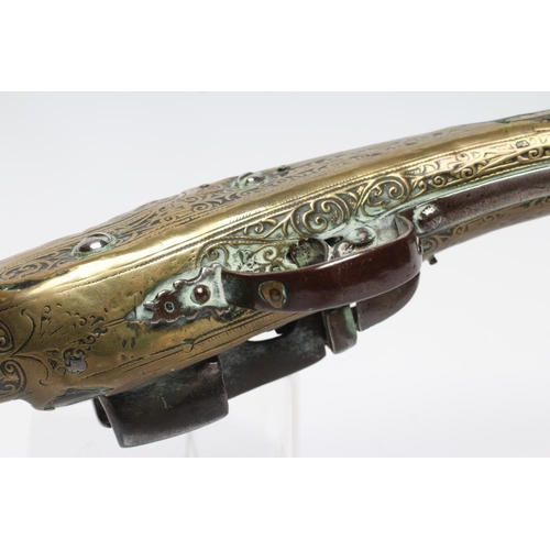 296 - A TURKISH FLINTLOCK PISTOL, 19th century, with 10 1/2