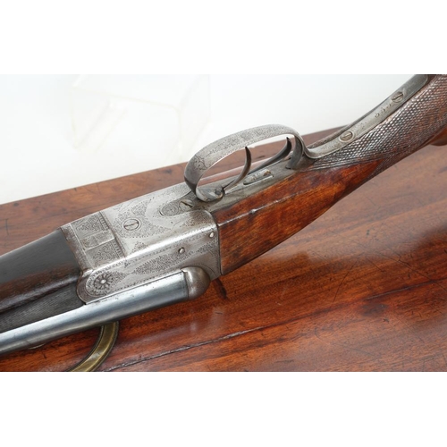 364 - A HUNTER & SONS SIDE BY SIDE 12 BORE SHOTGUN converted from a large bore rifle, the 28 1/4