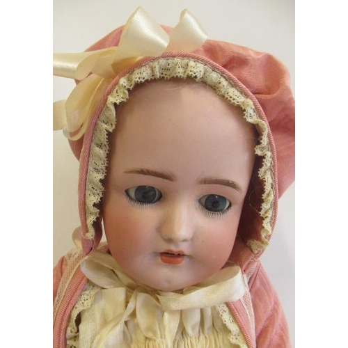 108 - A Simon & Halbig bisque socket head doll, with blue glass sleeping eyes, open mouth, teeth, blond wi... 