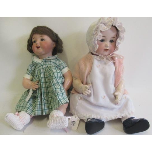 116 - Two Armand Marseille bisque socket head character dolls, comprising a Koppelsdorf 996 9 and a 975 11... 