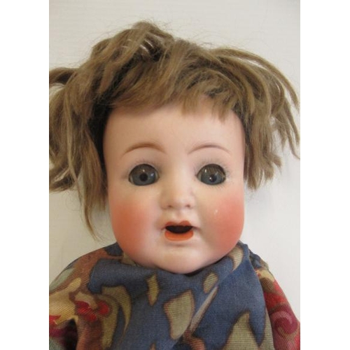 121 - An Alt Beck & Gottschalck bisque socket head doll, with blue glass sleeping eyes, open mouth, applie... 