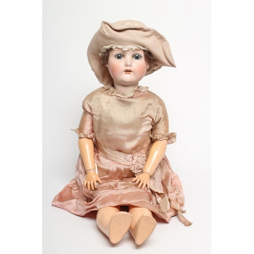 14 - A C. M. Bergmann Waltershausen bisque socket head doll, with blue glass sleeping eyes, open mouth, t... 