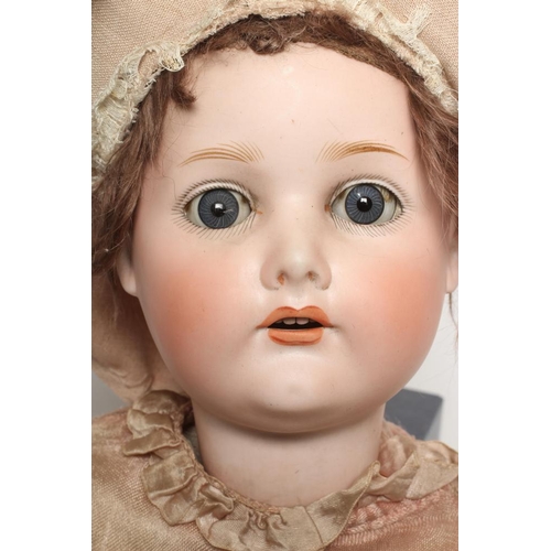 14 - A C. M. Bergmann Waltershausen bisque socket head doll, with blue glass sleeping eyes, open mouth, t... 