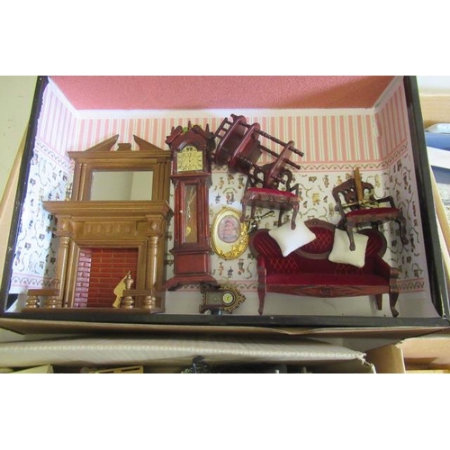 159 - A large collection of modern doll's house furniture and decoration, including wood, metal and cerami... 