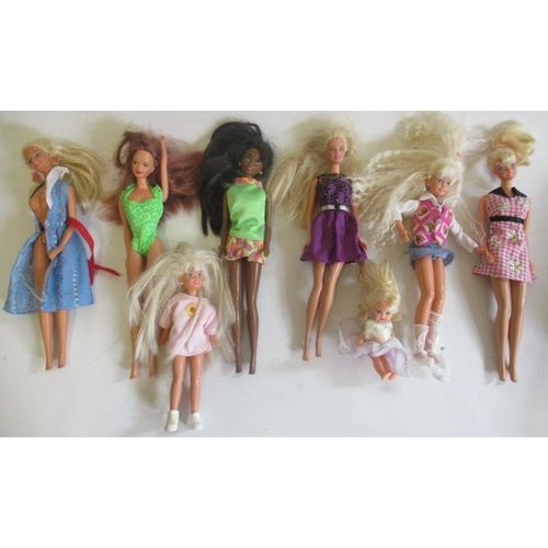 196 - Two boxes of Barbie dolls and accessories, comprising 8 dolls including 2 1976 Mattel and 1 1985, an... 