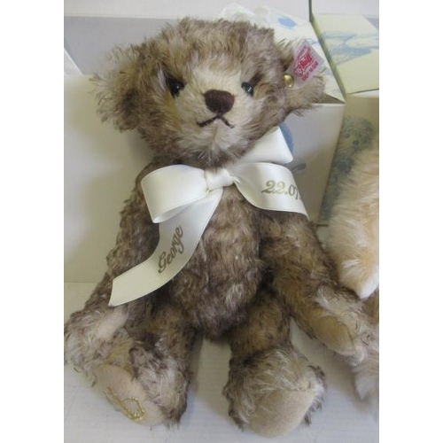 233 - Two boxed Steiff Royal teddy bears, comprising a 27cm William & Catherine bear and a 25cm Royal Baby... 