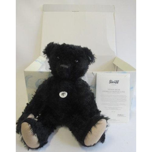 238 - A boxed Steiff Othello replica 1912 black bear, with growl and certificate, 50cm (Est. plus 21% prem... 