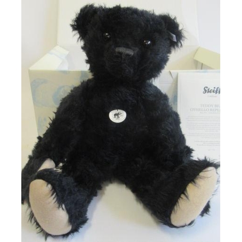 238 - A boxed Steiff Othello replica 1912 black bear, with growl and certificate, 50cm (Est. plus 21% prem... 