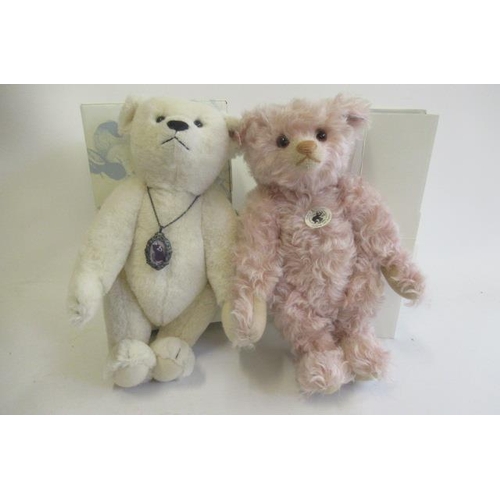 250 - Two Steiff teddy bears, comprising a 34cm pink 1925 replica bear, and a 36cm Margarete's white bear,... 