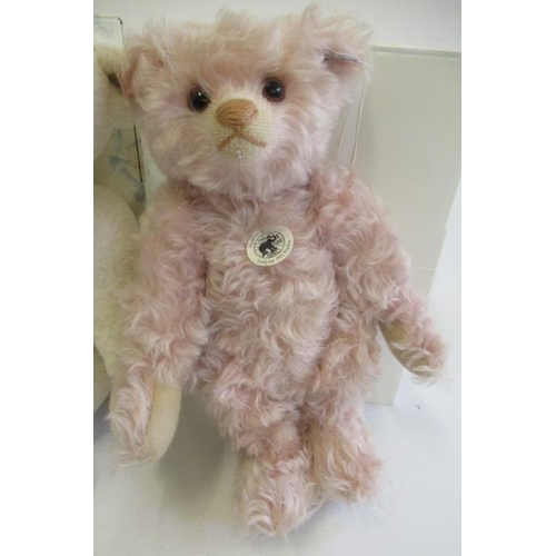 250 - Two Steiff teddy bears, comprising a 34cm pink 1925 replica bear, and a 36cm Margarete's white bear,... 