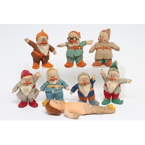 26 - A pre-war Chad Valley Snow White & the Seven Dwarfs, of felt and cloth construction, Doc with his or... 