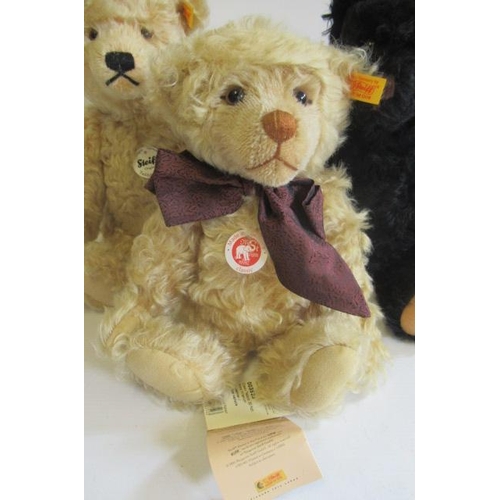 265 - Three Steiff bears, comprising a 35cm 1920 bear, a 34cm 1953 black bear, and a 30cm classic bear (Es... 